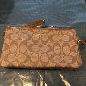 Coach leather double zipper wallet